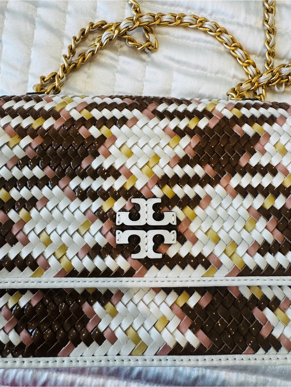 Tory Burch Multicolor Woven Leather Crossbody Bag